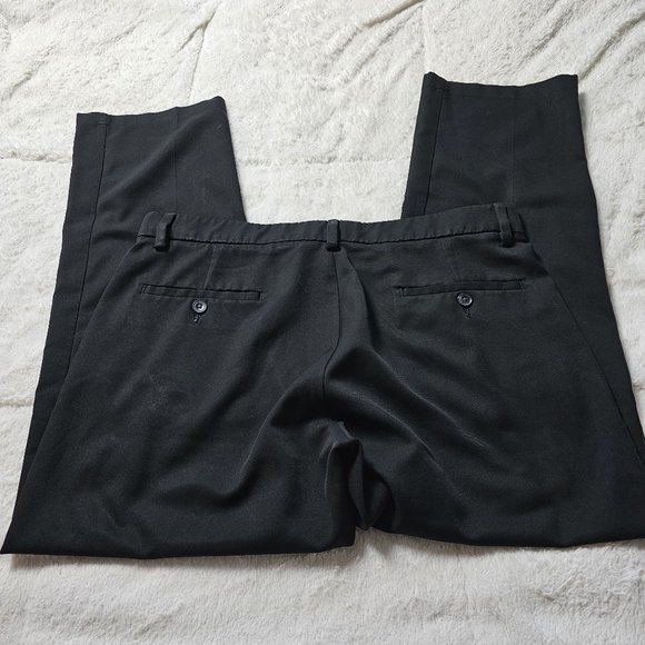 Haggar Black Cool 18 Pro Stretch Straight Fit Flat Front Dress Pants 36x30 - Picture 8 of 8